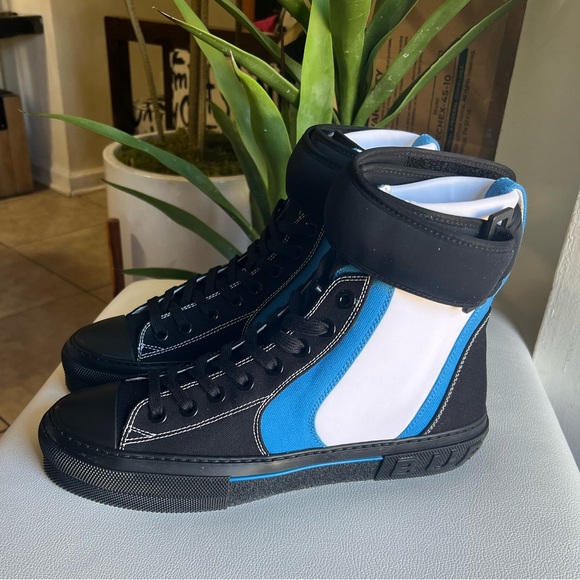 BURBERRY Men’s White/Black/Azure Sub High-Top Lace-Up Trainer Size 11 (44 IT) - Picture 9 of 14